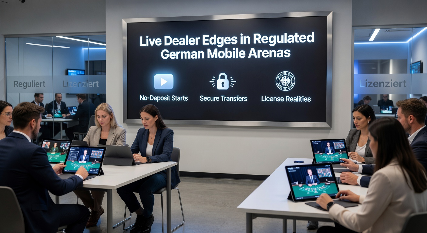 Live Dealer Tische in einem mobilen Casino-App mit deutscher Lizenz, Dealer lächelt in die Kamera während Karten ausgeteilt werden