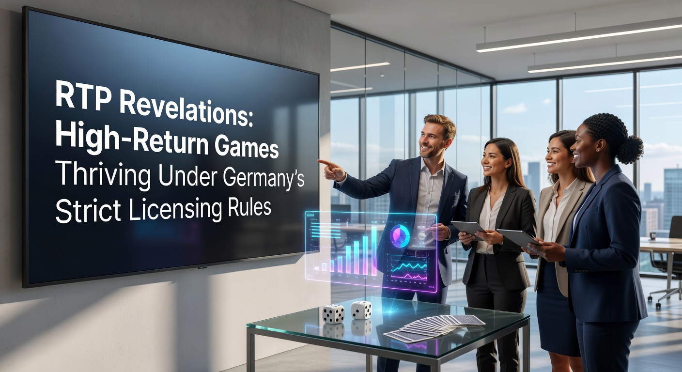 Grafik mit RTP-Werten verschiedener Casino-Spiele unter deutscher Lizenz, die hohe Quoten von über 96 Prozent hervorhebt